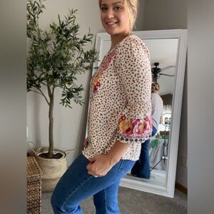Savanna Jane floral leopard cow print boutique flowy top